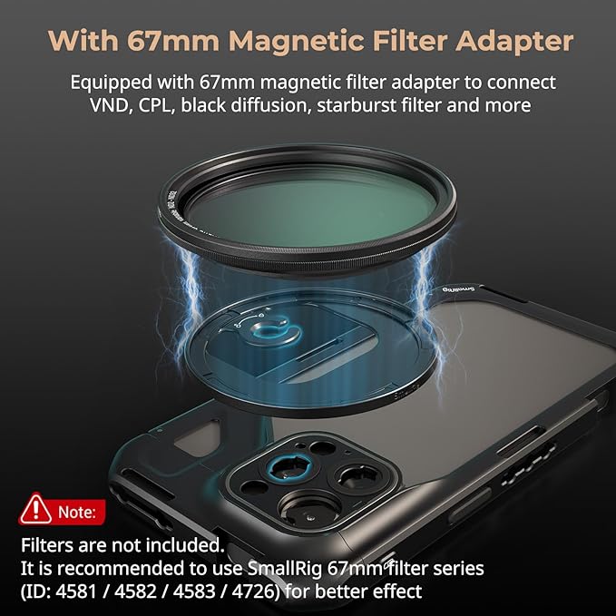 SmallRig for iPhone 15 Pro Max Phone Cage with 67mm Filter Adapter, Upgraded Quick Release Design Phone Video Rig Cage for Videography/Video Recording/YouTube/Live Streaming/Vlog - 4391B