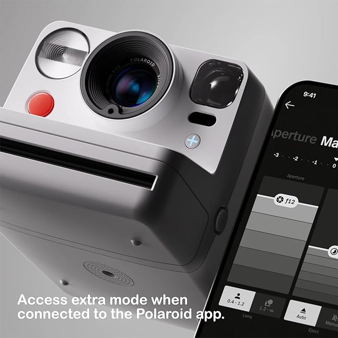 Polaroid Now+ 3rd Generation i-Type Instant Camera + 8 i-Type Color Film Bundle, Bluetooth Connected App Controlled, White, Polaroid Camera Bundle with a Lumintrail Lens Cleaning Cloth