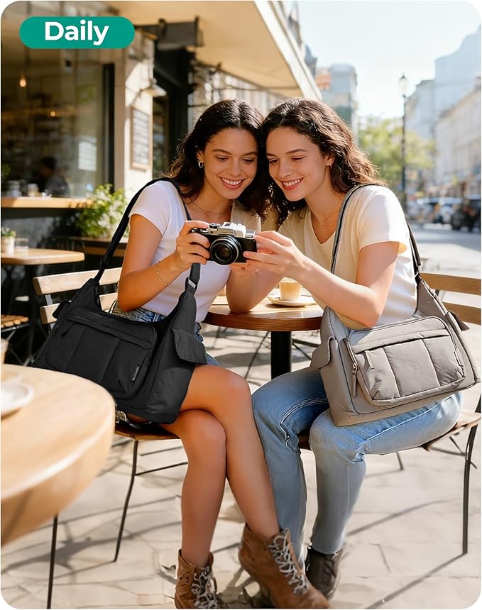 BAGSMART 2 in 1 Puffy Camera Sling Bag for Photographer, Everyday Shoulder Crossbody Bag with Pockets Digital Camera Case for DSLR/Mirrorless, Black