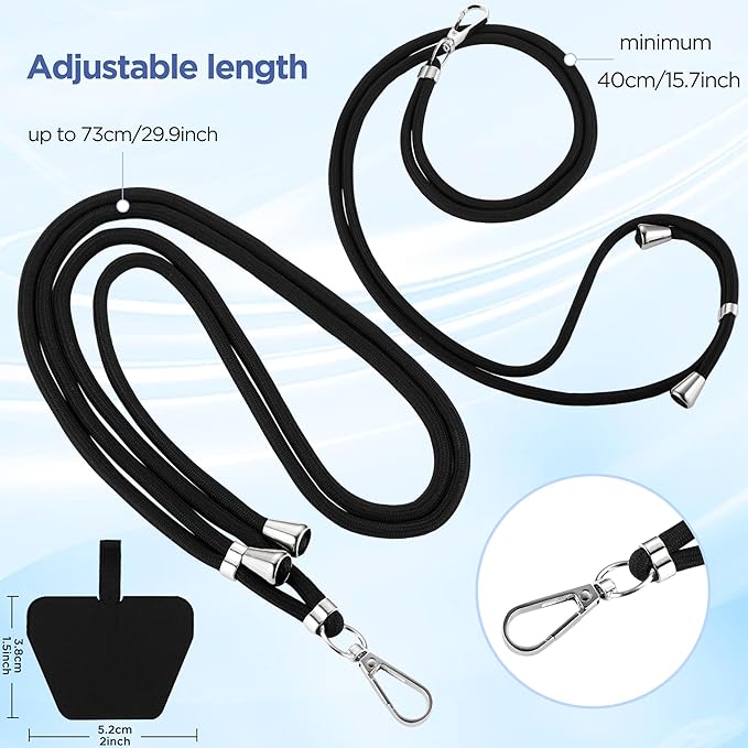 CACOE Phone Lanyard 2 Pcs-2 Pcs Adjustable Neck Strap, 4 Pcs Tether Tab, Universal Crossbody Multifuctional Cell Phone Lanyards Compatible with Most Smartphones(Black+Yellow)