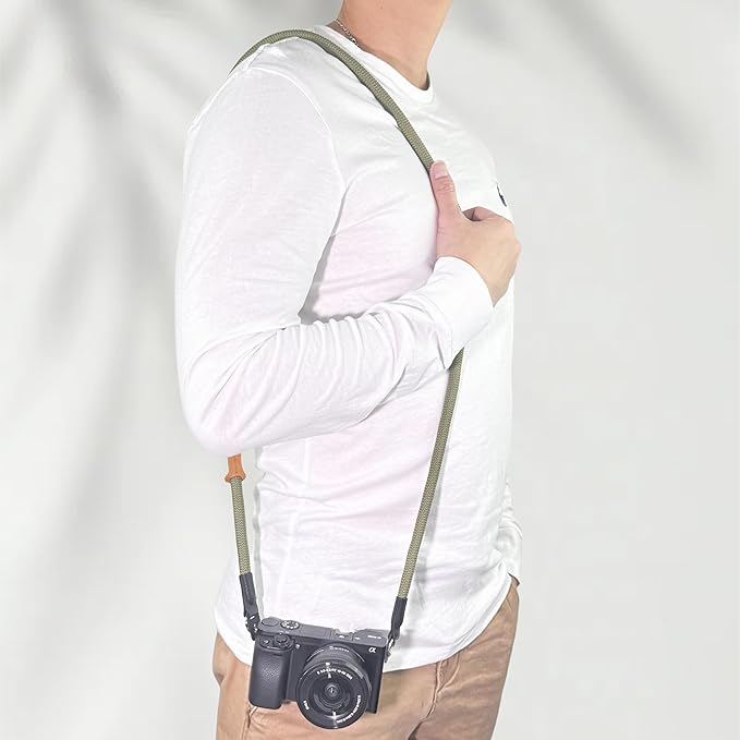 Little Fire Craft Camera Strap Crossbody Camera Neck Shoulder Strap 127cm Climbing Rope for Photographers Lanyard 10mm Thick - Army Green