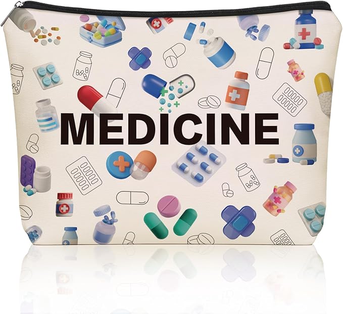 Medicine Makeup Bag Gifts: Colorful Medical Themed Cosmetic & Toiletry Organizer Pouch For Teen Girls & Women Doctor Nurse Healthcare.Ideal Gift For Travel, Birthdays, & Christmas.