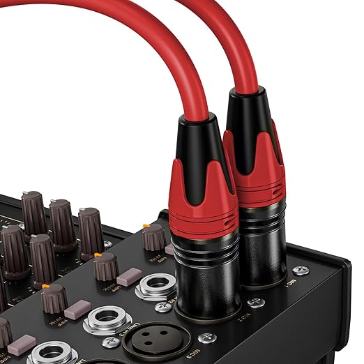 XLR Cable 6.6ft 2 Packs - Premium Balanced Microphone Cable with 3-Pin XLR Male to Female Mic Speaker Cable, Red, Pure Copper and Plated Conductors