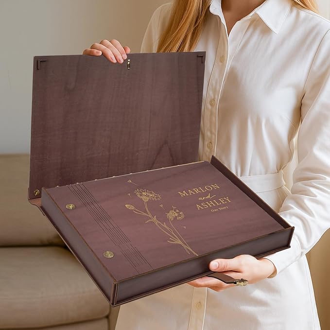 Personalized Wedding Scrapbook Album, Custom Wedding Photo Abum with Name and Date, Retro Style Diy Guest Book, Anniversary Birthday Engagement Memorial Gift