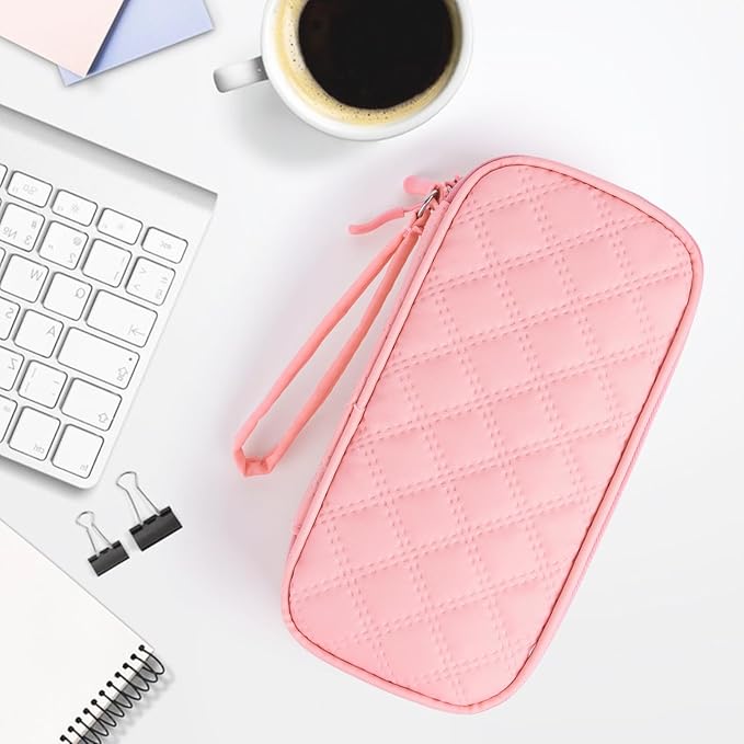 COOTHINE USB Flash Drive Holder Case, Portable Storage Bag Organizer for Samsung/Sandisk Memory Stick/Thumb Drive/Jump Drive/SD Card, with 18 Slots (Pink)