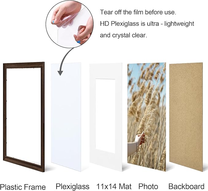 Vittanly 16x20 Picture Frames Set of 2, Ornate Vintage Photo Frame for Wall Mount, Display 11x14 Pictures with Mat or 16x20 without Mat, Rustic Brown