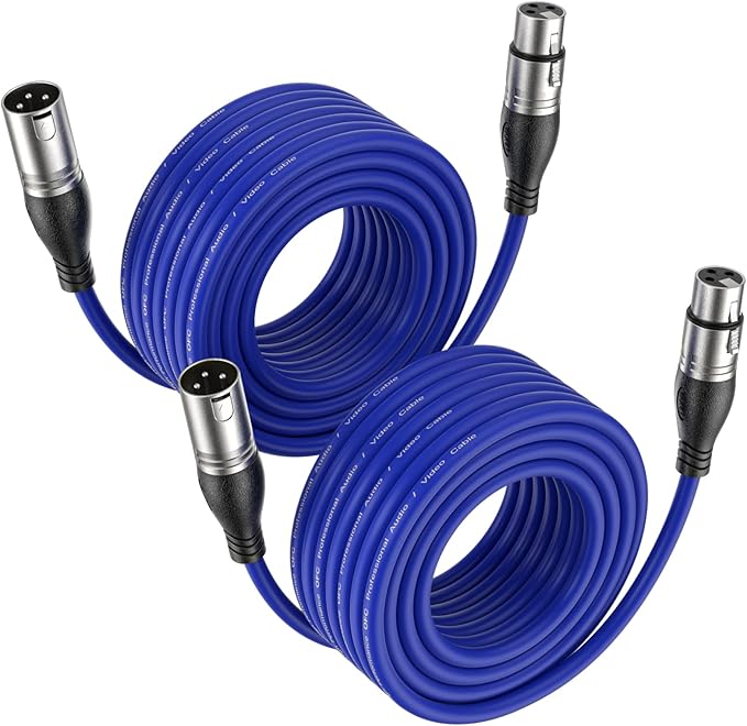 EBXYA XLR Cable 25 Ft 2 Packs - Premium Microphone Cable Patch Speaker Cable 3-Pin XLR Male to Female, Blue