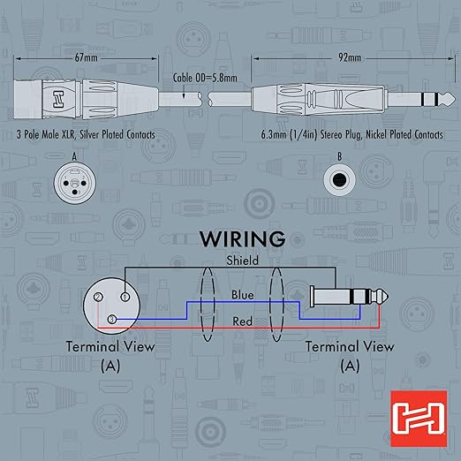 Hosa HSX-100 Pro Balanced Interconnect, REAN 1/4" TRS to XLR3M, 100 Feet