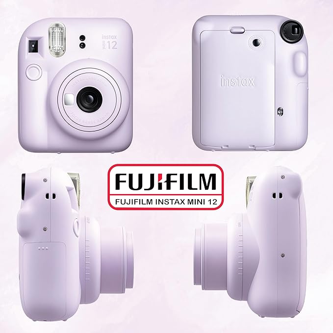 Fujifilm Instax Mini 12 Instant Camera Bundle with Fujifilm Instax Mini Instant Film Value Pack (60 Sheets) with Accessories Including Protective Case, Strap, Photo Album (Lilac Purple)