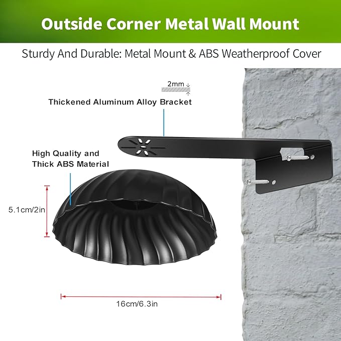 Wall Mount for WYZE Cam Pan V3, Outdoor Corner Mount Kit with Weatherproof Cover, Durable Housing for Outside Use – Black (Camera Not Included)
