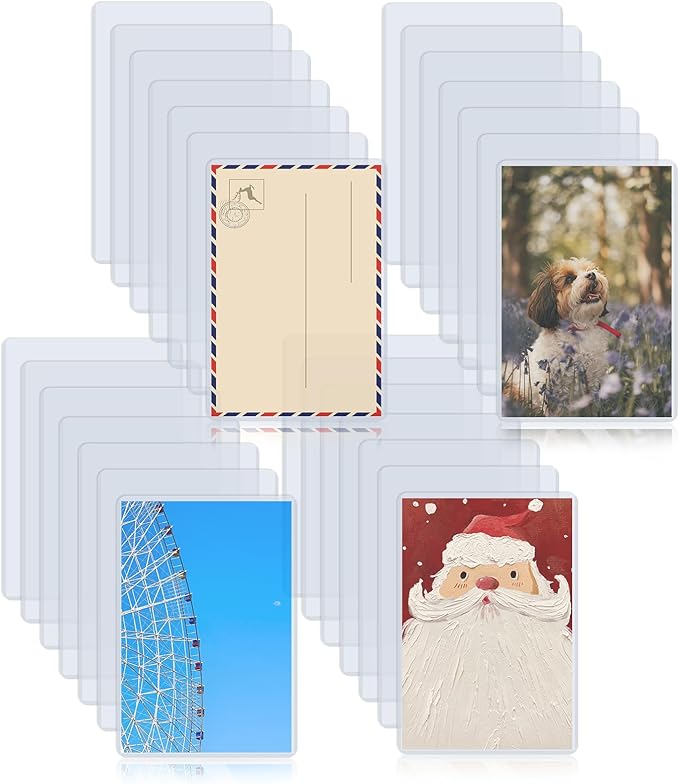 Rainmae 40 Pack 5" x 7" Rigid Print Protectors, Clear Waterproof Hard Plastic Page Sheet Protectors, B6 Paper Sleeves Photo Plastic Sleeves Document Holder Birth Certificate Protector