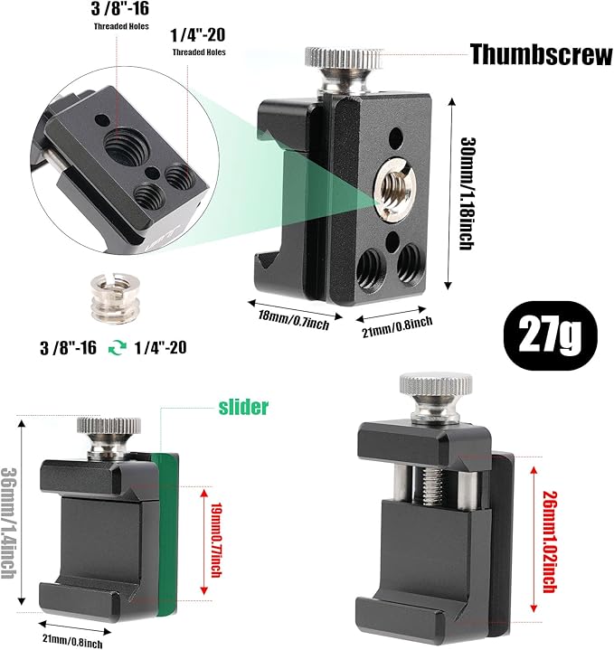 FocusFoto Quick Release NATO Clamp with 1/4" Threaded, 3/8" ARRI Locating Hole for NATO Rail Silder Camera Cage Stabilizers, Compatible with DJI Ronin RSC2, RS3, RS3 Pro, RS3 Mini, RS4, RS4 Pro Gimbal