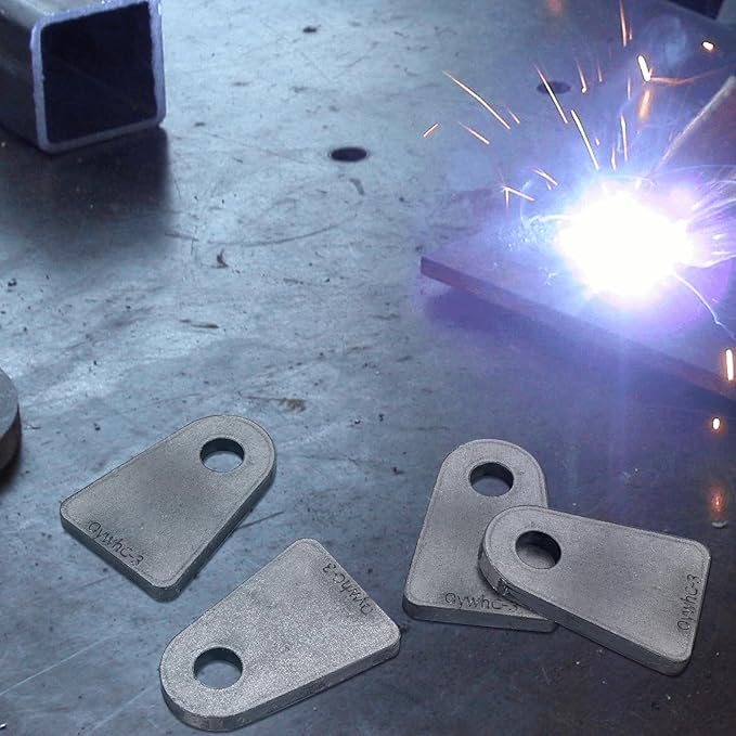 Weld on Tabs, Steel shock mount Weld Tab, Universal Weld on Tabs Flat Bottom Mount with a 1/2" Hole.2-1/2" Height, 1-3/4" Wide, 1/4" Thick Pack Of 4 Tabs Steel Mounting Bracket OywhC-3