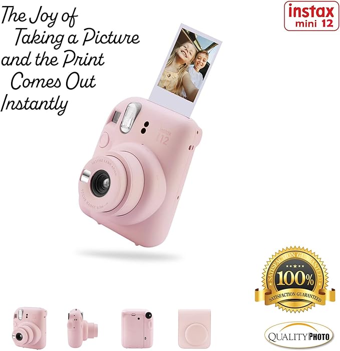Fujifilm Instax Mini 12 Instant Camera with Case, Decoration Stickers, Frames, Photo Album and More Accessory kit (Blossom Pink)…