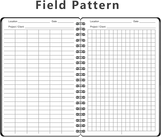2PCS Weatherproof Spiral Notebooks with Waterproof Paper and Hard Cover, Field Book for Outdoor Camping, 100 pages per All-Weather Notepad, A6 Medium Size Steno Pads (4.8"x7", Black)