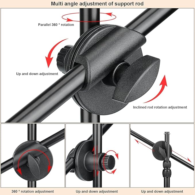 FlexiMount Pro Adjustable Overhead Tripod Phone Stand with Desk Clamp, RC Monitor Mirror & Mic Arm for iPhone, YouTube, Zoom, Live Streaming, Video Meeting, Vlog Recording