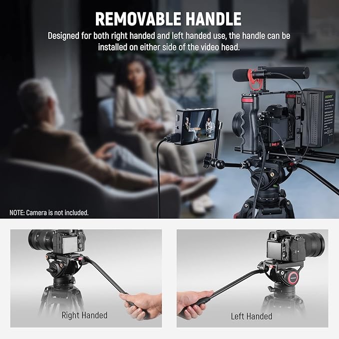 NEEWER 74" Video Tripod with Fluid Head, QR Plate , Aluminum Heavy Duty Camera Tripod Professional for DSLR Cameras Camcorders, Max Load 17.6lb/8kg, TP74
