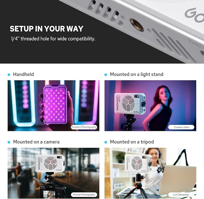 Godox C30R RGB Camera Light Panel 30W, Portable Led Camera Video Light Panel w/Diffusion, 1800K~10000K, Fast Rechargeable, Ultra Bright, Full Color LED DSLR Lighting for Photography & Video YouTube