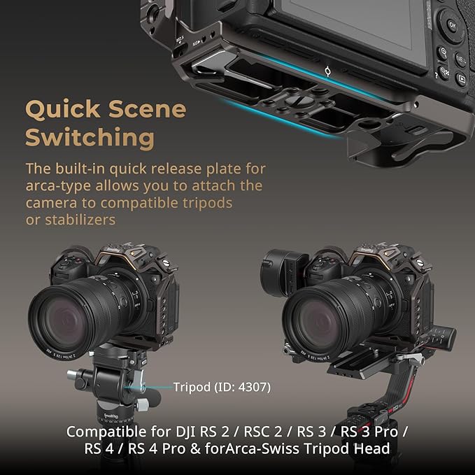 SmallRig Night Eagle Z6III Camera Cage Kit for Nikon Z6 III, Aluminum Alloy Full Cage with Top Handle, with Quick Release Plate for Arca-Swiss and Cold Shoe Mount for Microphone and Light - 4522