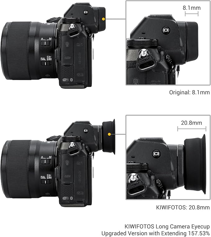 Kiwifotos Soft Round Shape Eyecup Eye Cup Eyepiece for Nikon Z6 III Z6 II Z7 II Z5 II Z6III Z6II Z7II Z5II Z6 Z7 Z5 Mirrorless Cameras, Replace Nikon DK-29 Eyecup, Extended Viewfinder Protection Cover