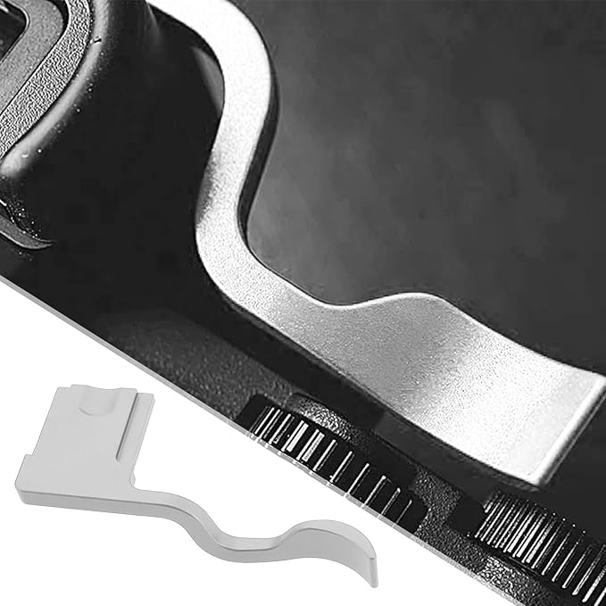 Camera Hot Shoe Thumb Up Rest Hand Grip with Concave Shutter Release Button Compatible with Fujifilm XT50 XT5 XT4 XT3 XT30 XT2 XT20 XT10 Digital Camera, Silver