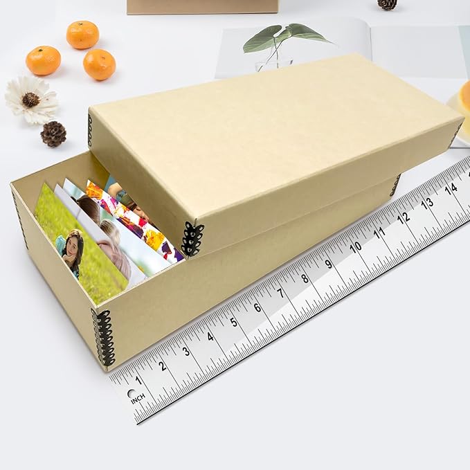 Lineco Photo Card Box, Museum-Quality Archival Storage, Acid-Free with Removable Lid, Bulk Storage for Negatives, Prints, Films, Photos, 4x6x12 Inches, Tan