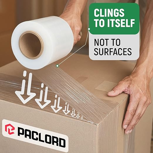 Paclord 5" x 1000' Industrial Strength Mini Stretch Wrap Rolls with Extended Core Handles, Ready to Use Pack of 2 Clear Stretch Film Rolls, 80 Gauge, 500% Elongation - Shrink Wrap for Moving, Packing