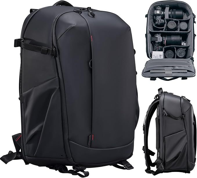 ULANZI Camera Backpack Professional Bag, Water-Resistant Photography Camera Case Anti Theft Travel for Photographers DSLR Mirrorless Camera Lens Tripod Holder 16" Laptop Black 22L | Water-Resistant, Anti Theft, Travel, for Photographers, DSLR