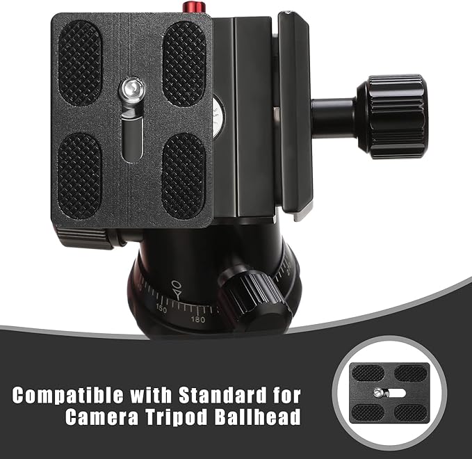 Frienda 2 Pieces Metal Quick Release Plate with 1/4''-20 Camera Screw Tripod Mount Plate Fits Standard for DSLR Camera Tripod Ball Head(Black,Pu50)
