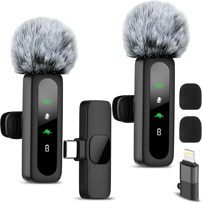 Wireless Mini Microphone for iPhone-Noise Reduction Lapel Mic for Ipad, Android,Clip-on Mini Microphone,Ideal for Vlog Tiktok YouTube Podcast Content Creator