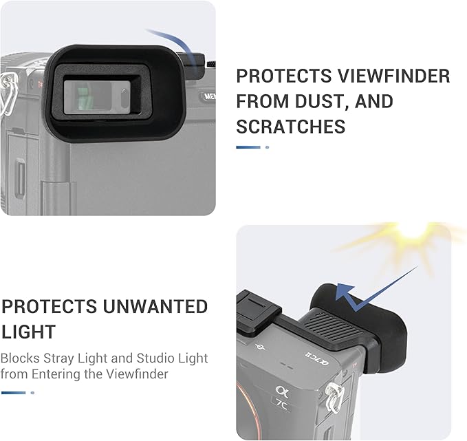 Upgraded A7C II A7CR Eyecup Eye Cup with Hot Shoe Cover, Soft Silicon Extended Viewfinder Eyepiece for Sony Alpha 7CII 7C R 7C II (Not Fits A7C) with Built-in Cold Shoe Mount for LED lights Microphone