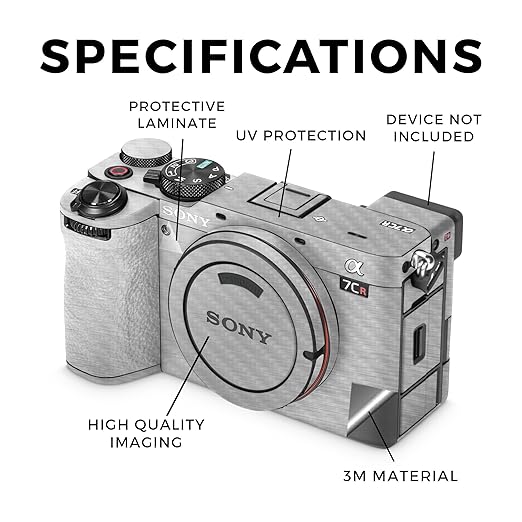 Carbon Fiber Camera Skin Compatible with Sony Alpha 7CR Camera (2023) - Cold Steel - Premium 3M Vinyl Protective Wrap Decal Cover - Easy to Apply | Crafted in The USA by MightySkins
