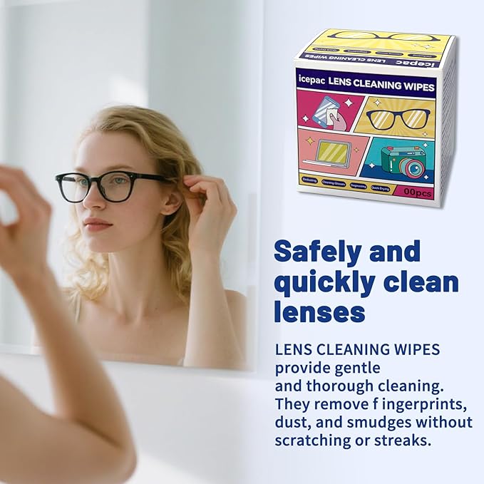 300 Count Lens Wipes for Eyeglasses, Eyeglass Lens Cleaning Wipes Pre-moistened Individually Wrapped Sracth-Free Streak-Free Eye Glasses Cleaner Wipes for Sunglass, Camera Lens, Goggles