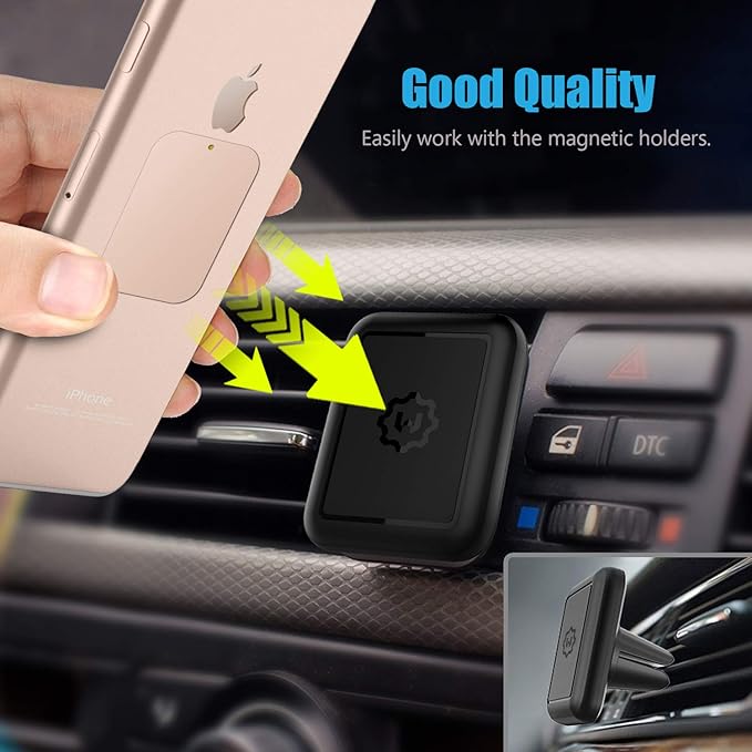 WixGear Mount Metal Plate with Adhesive for Magnetic Cradle-Less Mount -X4 Pack 2 Rectangle and 2 Round (Compatible with Magnetic mounts) (Gold)