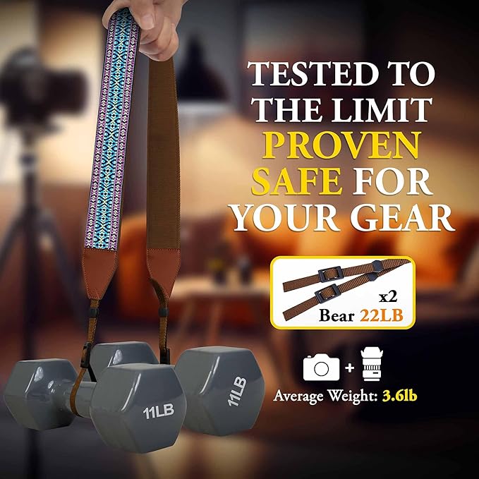 Art Tribute Camera Strap for All DSLR and Mirrorless Cameras. Add Your Name Or Initials Make It a Personalized Gift