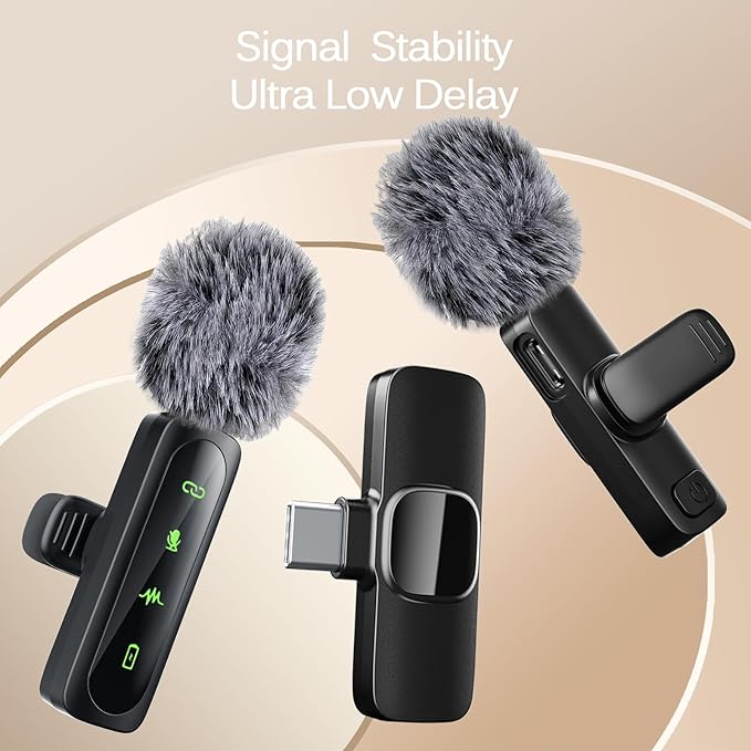 Professional Wireless Lavalier Lapel Microphone for iPhone, iPad, Mini Video Recording Mic for Interview Video Podcast Vlog YouTube & Livestream, Noise Reduction, Plug & Play (MIC With LCD Screen)