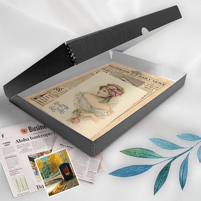 Golden State Art, Archival Folio Storage Box 13x19, Clamshell Design with Metal Edge, Preserve And Store Photos Documents Cards Prints Arts Crafts DIY, Black