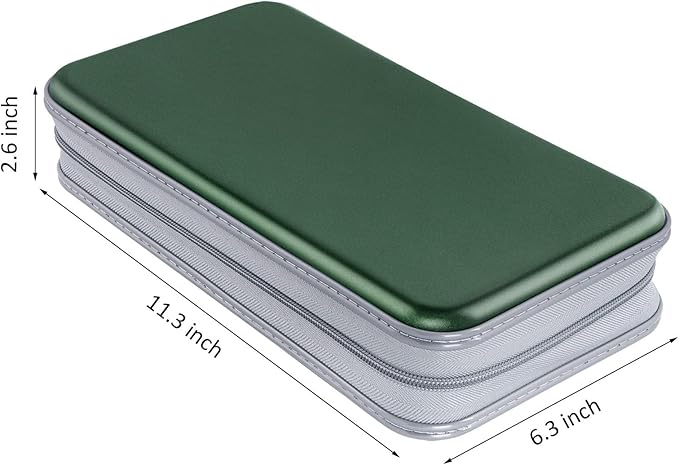 CD Case, Siveit DVD Case Holder 96 Capacity Hard Plastic CD DVD Disc Cases Storage Binder Wallet for Car Home Office Travel (Dark Green)