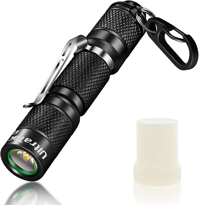 UltraTac K1 180LM Ultra-Bright LED Keychain Flashlight - Waterproof AAA Mini Light Compatible with Rechargeable Batteries, Compact Pocket-Sized for EDC, Camping, Hiking, Emergencies & Outdoor Use
