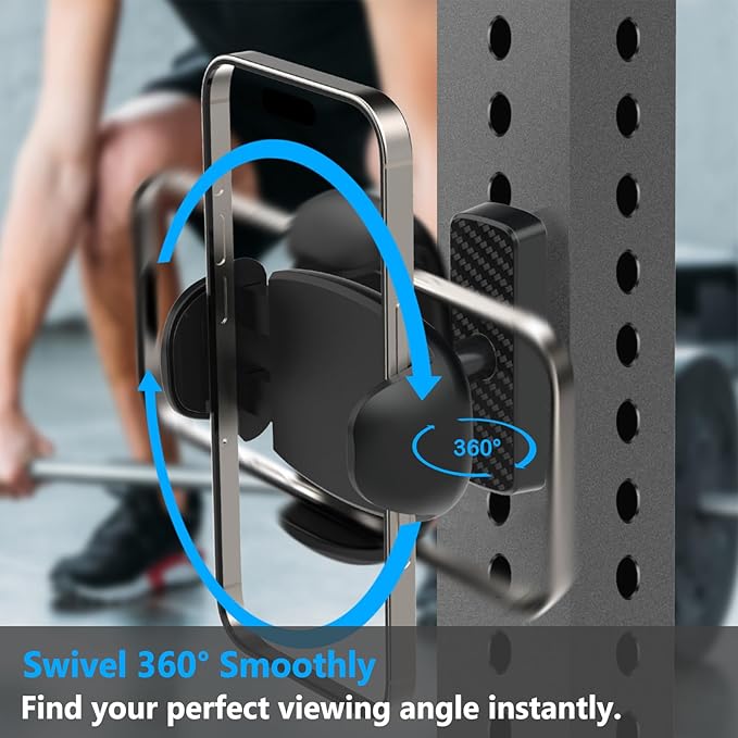 Magnetic Phone Holder for Gym【8pcs Strong Magnets】360° Adjustable Gym Magnetic Phone Tripod Mount Attach to Metal Surface, Gym Accessories for Women Men Workout Essentials for 4-7" Cell Phones