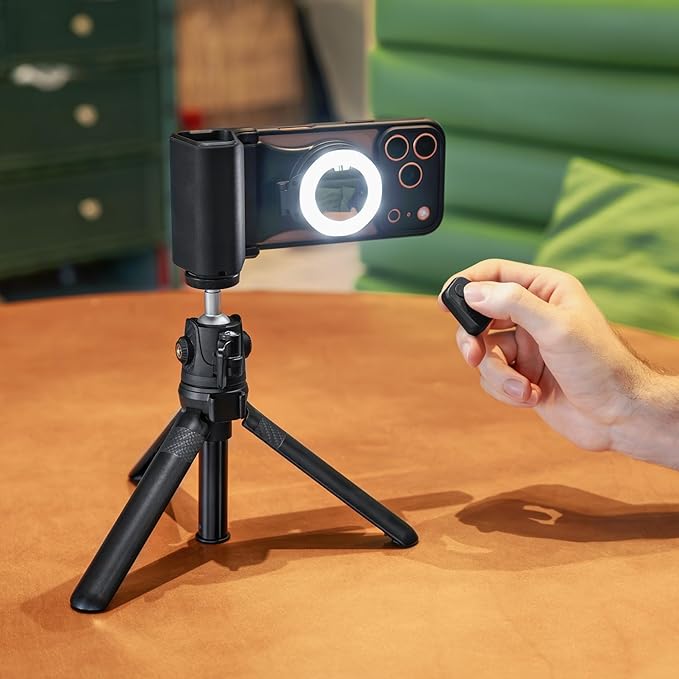 Magnetic Phone Camera Grip,Shutter Grip for iPhone 17 Pro Max with Bluetooth Remote & 1/4" Tripod Screw for iPhone Air 16 15 14 13 Android Smartphone Camera Handle Holder for Video Photo Fun Shooting
