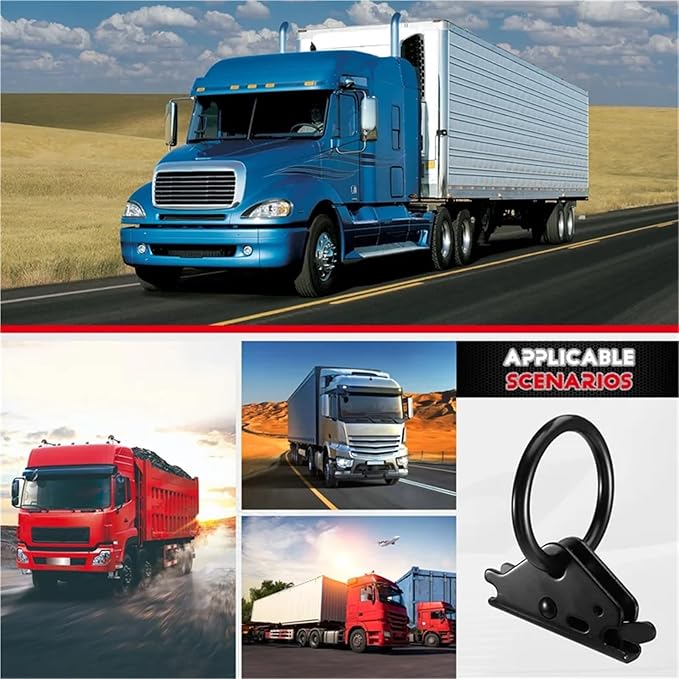 Cargo Steel E-Ring Tie Down Hooks 4PCS E Track O-Ring Anchors - Tie Down Accessories (Trailers/Trucks) for E-Track Rail/Single System