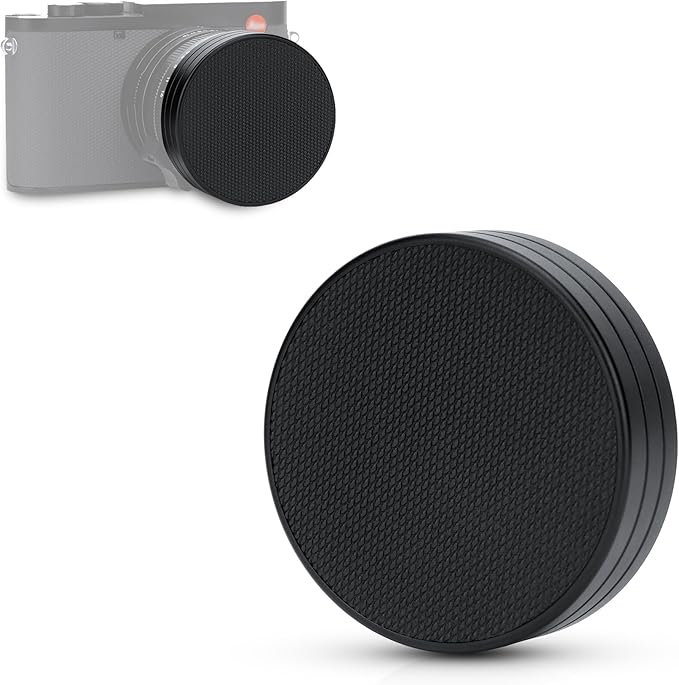 JJC Metal Lens Cap for Leica Q3 Q3 43 Q2 Q Q-P Digital Cameras, Anti-Scratches & Dustproof Lens Protector with Soft Fabric Interior & PU Leather Surface