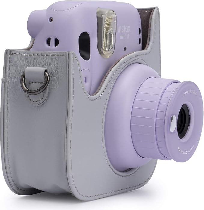Frankmate Protective Case for Fujifilm Instax Mini 12 11 Instant Camera - Premium PU Leather Bag Cover with Removable Adjustable Strap (Cute Bear)
