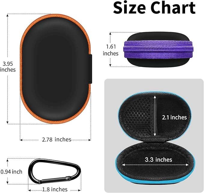 MOLOVA for Earbuds Carrying Case, Small Oval Storage Cases, Tech Pouch, Portable Storage Earbud Pouch Bag for Earbuds, in-Ear Headphones, Earphones, Headsets, Hearing Aids, USB Charging Cable, Red