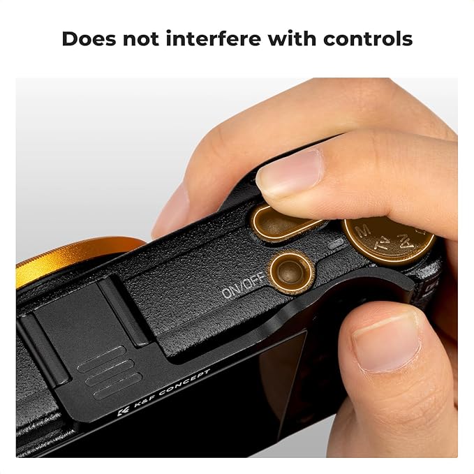 K&F Concept Thumb Grip with Hot Shoe Cover for Ricoh GR II GR III GR IIIx GR IIIx HDF GR3x HDF, with 2 Pack Ultra Clear Tempered Screen Protector