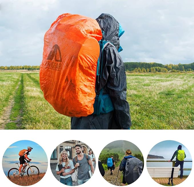 Unigear Backpack Rain Cover Waterproof Rating 5000mm Ultraportable and Durable with 2 Anti-Slip Buckle Strap, Integrated Carry Pouch Design (Blue, Meidum)