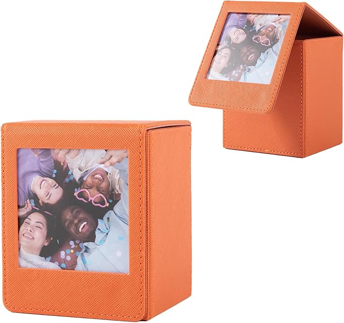 Photo Case for Instax Square SQ Film, Square Picture Holder, Photo Storage Box Compatible with Fujifilm Instax Square SQ1 SQ20 SQ40 SQ10 SQ6 SP-3 Instant Cameras - Brown