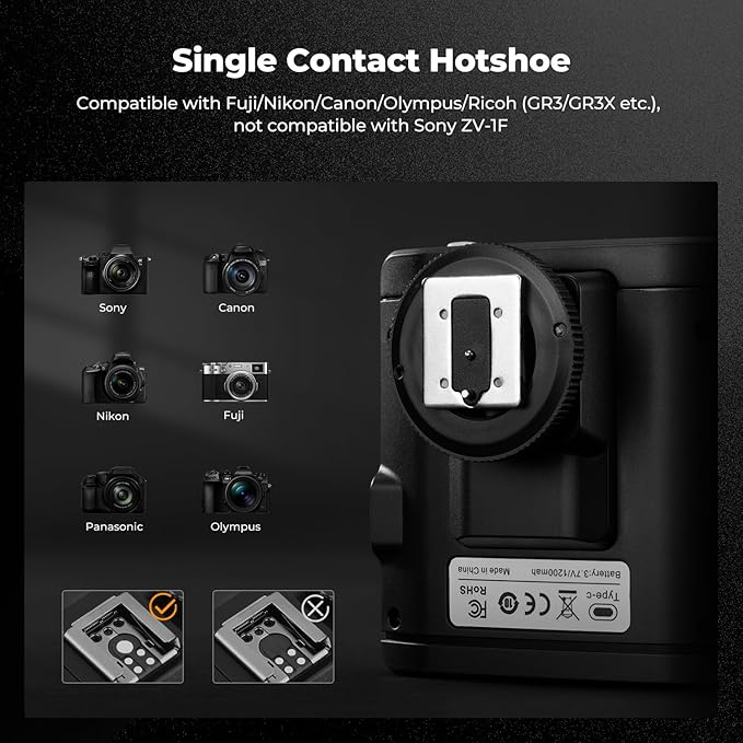 K&F CONCEPT Camera Flash Light, Camera Speedlite GN12/5600K, Built-in 2000mAh Battery Compatible with Canon/Fujifilm/Olympus and Other DSLR Digital Cameras, Speedlight with Single Contact Hot Shoe