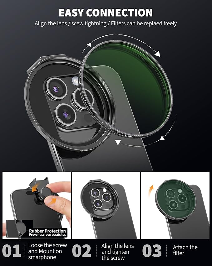 72mm Phone Filter Mount Lens Filter Adapter with Cold Shoe Mount, Compatible with 72mm Round Camera Filters, Compatible with iPhone 17 16 15 14 13 12 11 10 Pro Max Plus Samsung Galaxy S24 Ultra